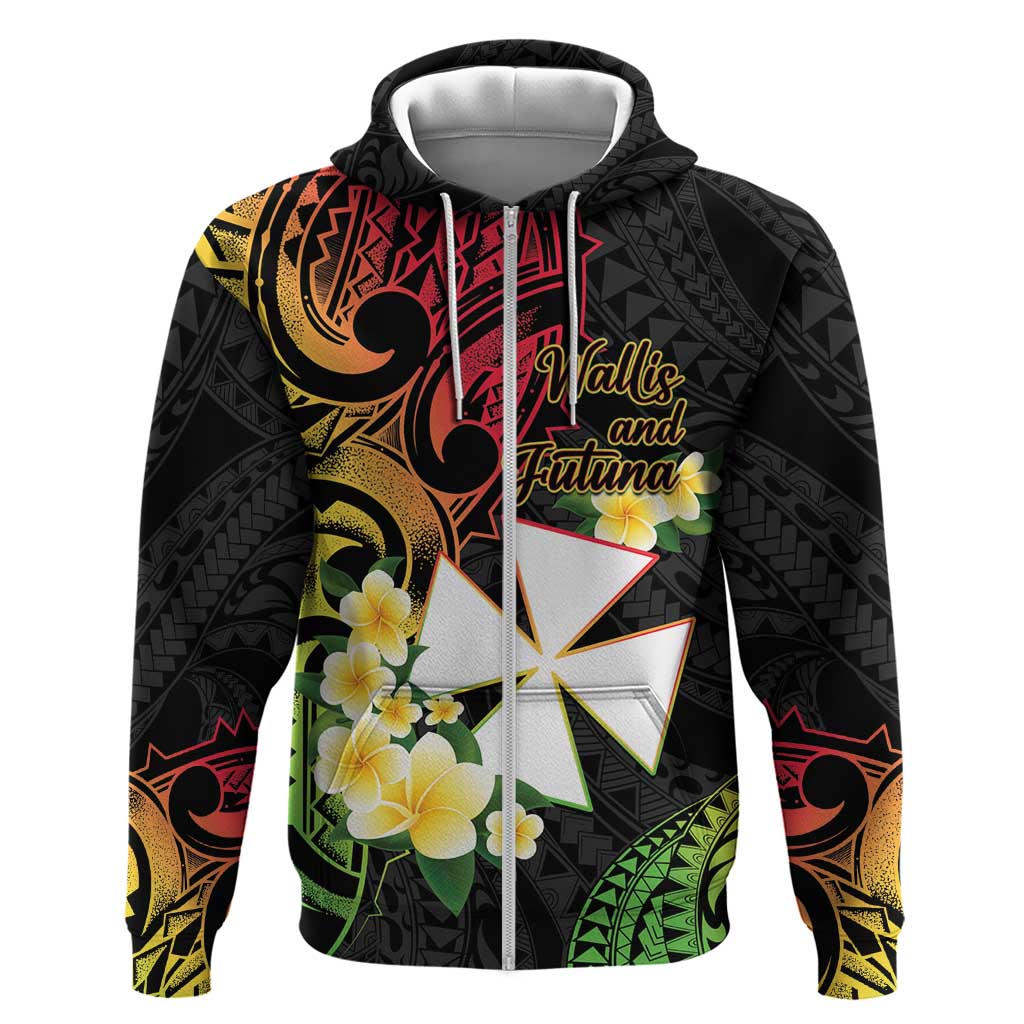 Wallis and Futuna Victory Day Zip Hoodie Liberty Equality Fraternity Polynesian Plumeria LT14 Zip Hoodie Black - Polynesian Pride