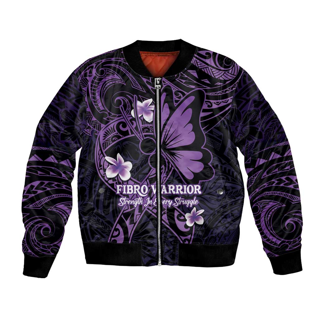 Personalised Fibromyalgia Awareness Month Bomber Jacket Fibro Warrior Strength In Every Struggle LT14 Unisex Purple - Polynesian Pride