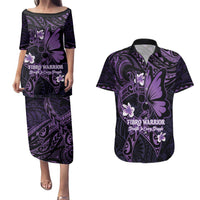 Personalised Fibromyalgia Awareness Month Couples Matching Puletasi and Hawaiian Shirt Fibro Warrior Strength In Every Struggle