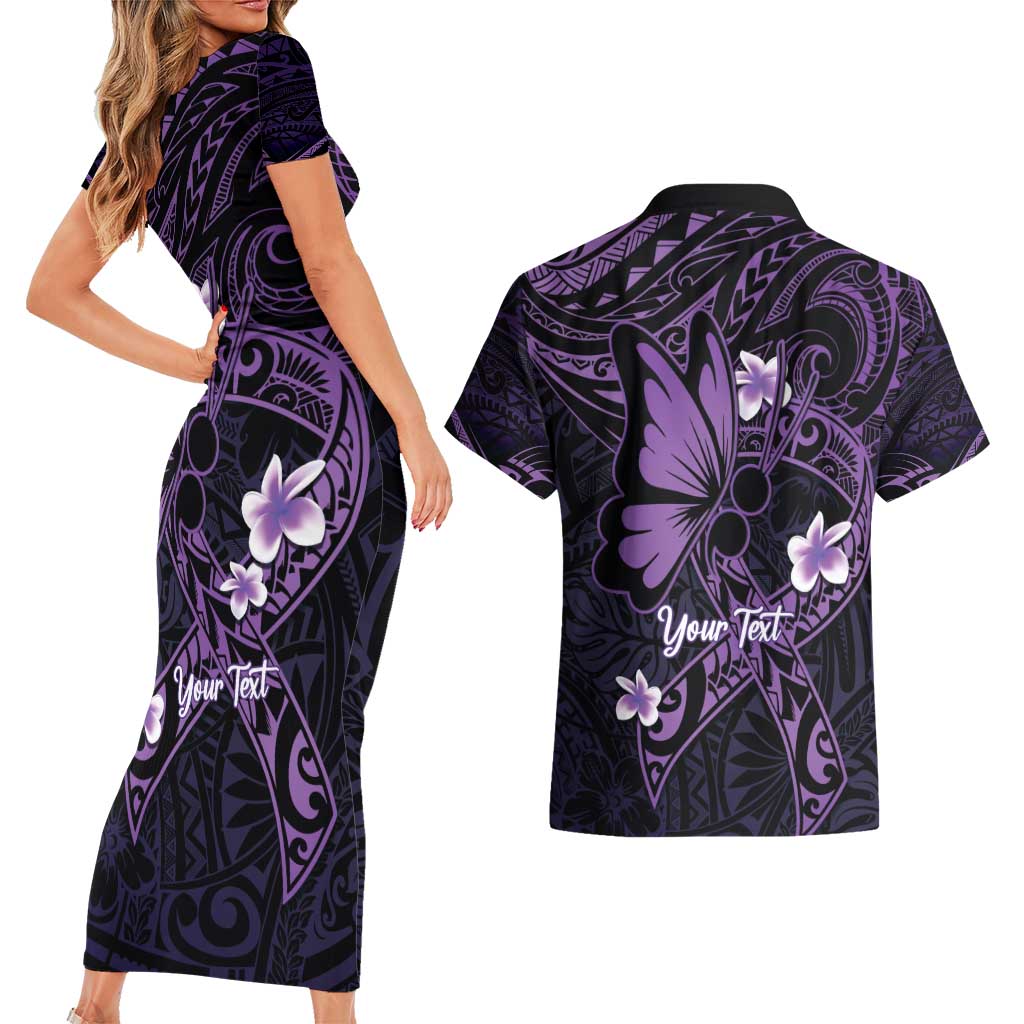Personalised Fibromyalgia Awareness Month Couples Matching Short Sleeve Bodycon Dress and Hawaiian Shirt Fibro Warrior Strength In Every Struggle