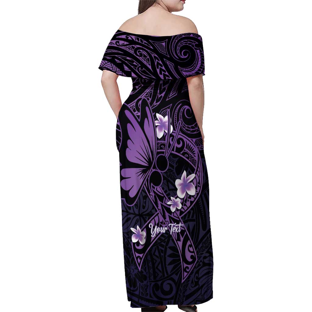 Personalised Fibromyalgia Awareness Month Family Matching Off Shoulder Maxi Dress and Hawaiian Shirt Fibro Warrior Strength In Every Struggle