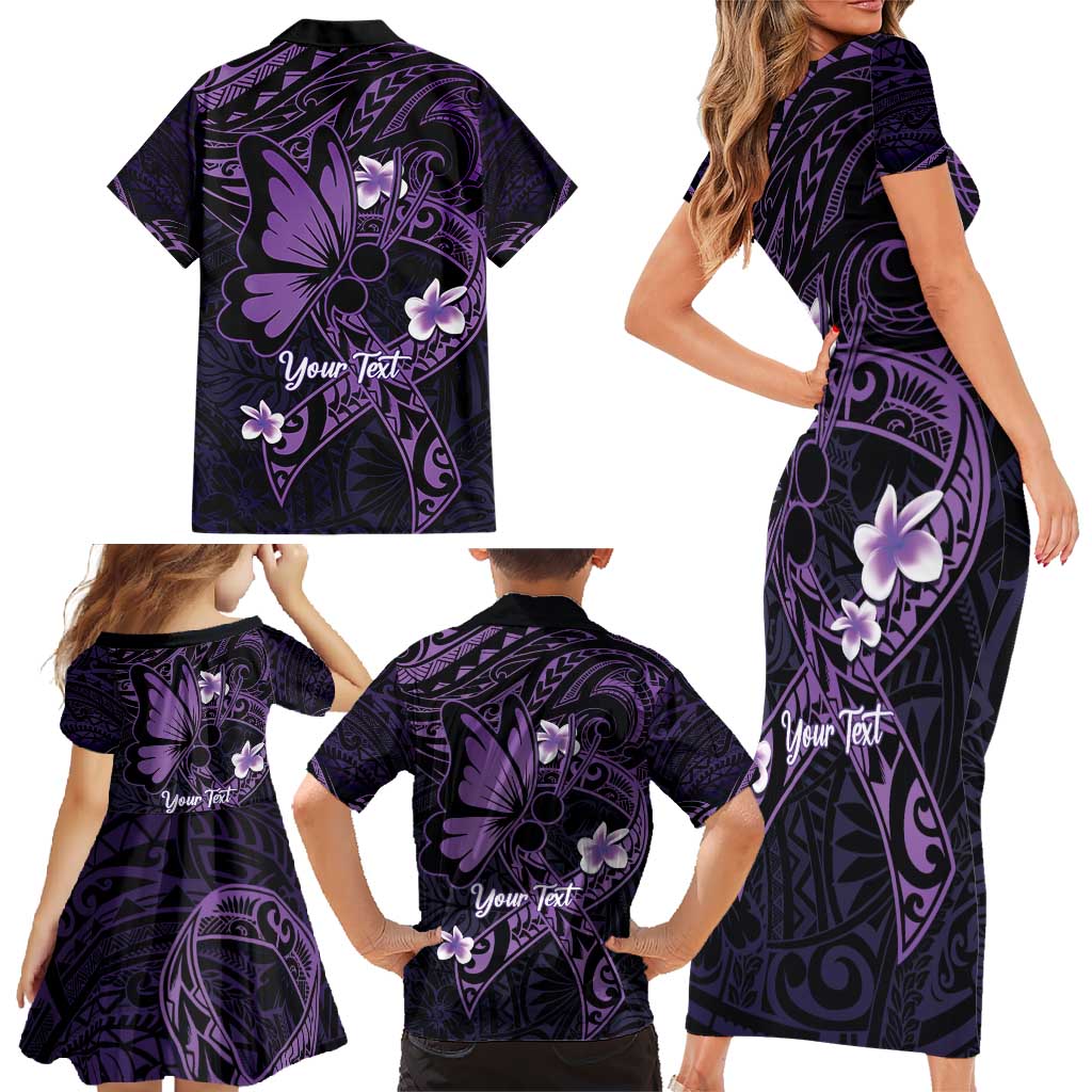 Personalised Fibromyalgia Awareness Month Family Matching Short Sleeve Bodycon Dress and Hawaiian Shirt Fibro Warrior Strength In Every Struggle