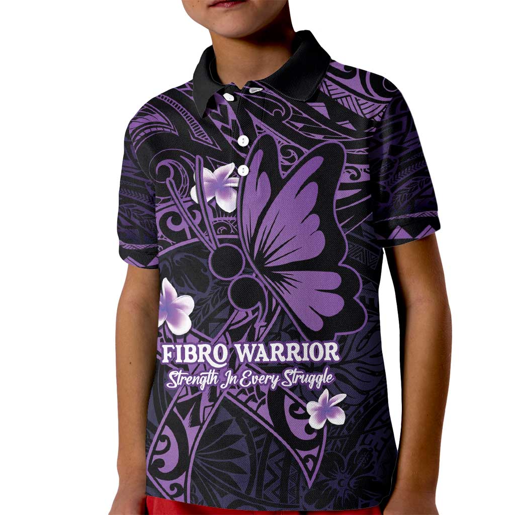 Personalised Fibromyalgia Awareness Month Kid Polo Shirt Fibro Warrior Strength In Every Struggle LT14 Kid Purple - Polynesian Pride