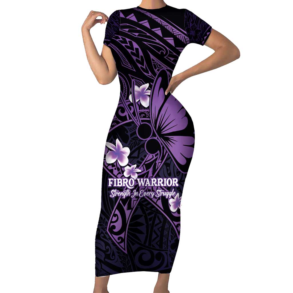 Personalised Fibromyalgia Awareness Month Short Sleeve Bodycon Dress Fibro Warrior Strength In Every Struggle
