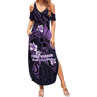 Personalised Fibromyalgia Awareness Month Summer Maxi Dress Fibro Warrior Strength In Every Struggle LT14 Women Purple - Polynesian Pride
