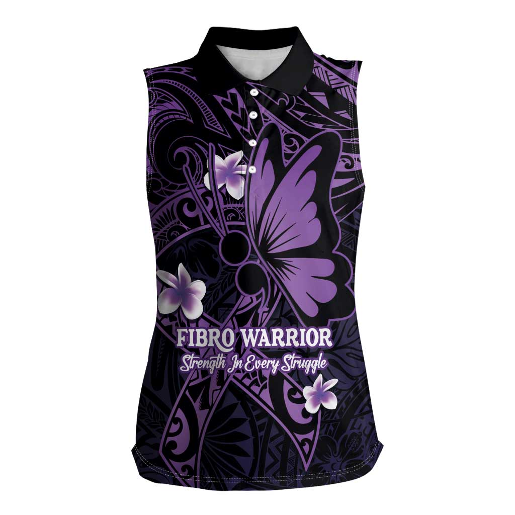 Personalised Fibromyalgia Awareness Month Women Sleeveless Polo Shirt Fibro Warrior Strength In Every Struggle LT14 Female Purple - Polynesian Pride