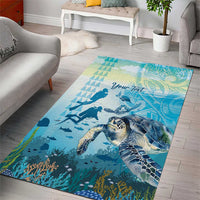 Personalized Snorkeling Hawaii Area Rug Ocean Lover Hawaiian Kakau Honu Turtle