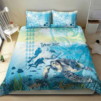 Personalized Snorkeling Hawaii Bedding Set Ocean Lover Hawaiian Kakau Honu Turtle