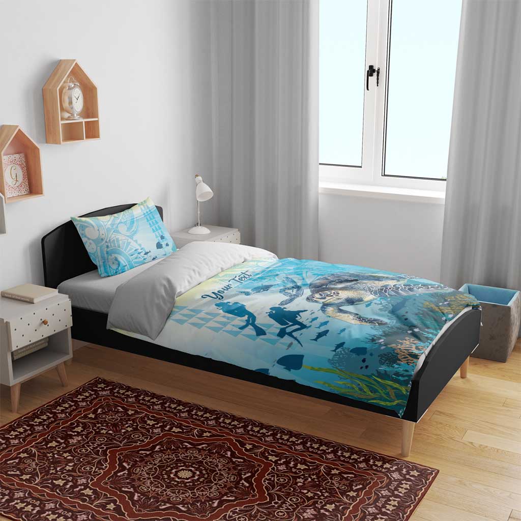 Personalized Snorkeling Hawaii Bedding Set Ocean Lover Hawaiian Kakau Honu Turtle