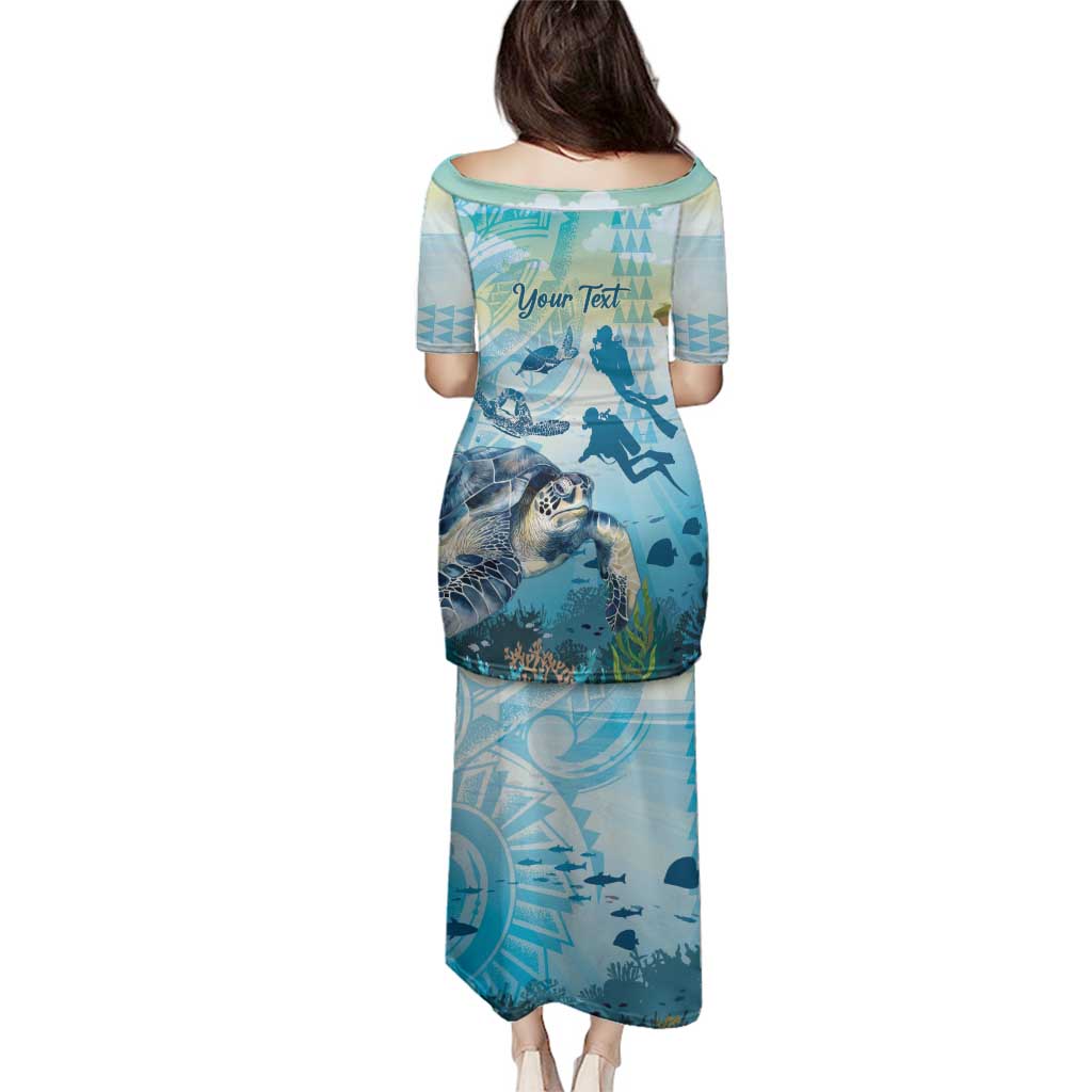 Personalized Snorkeling Hawaii Family Matching Puletasi and Hawaiian Shirt Ocean Lover Hawaiian Kakau Honu Turtle