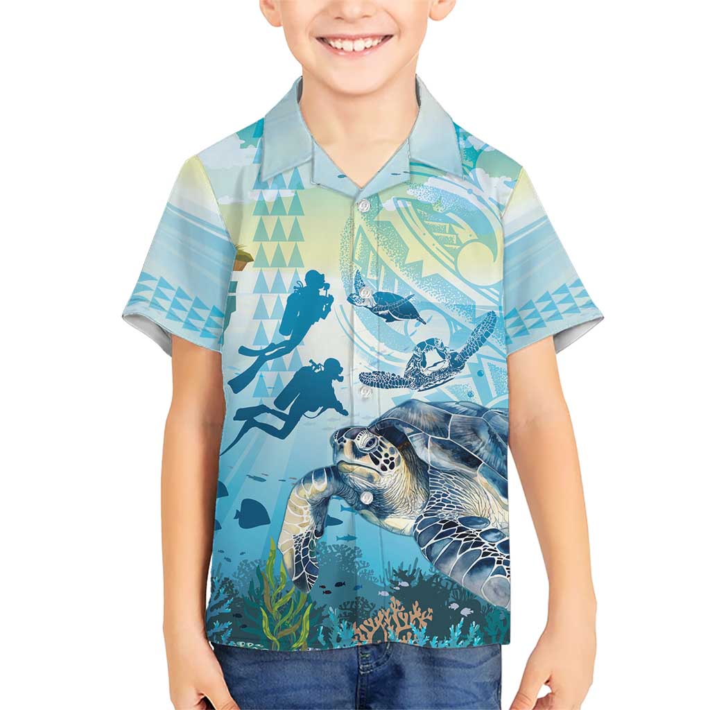 Personalized Snorkeling Hawaii Kid Hawaiian Shirt Ocean Lover Hawaiian Kakau Honu Turtle