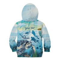 Personalized Snorkeling Hawaii Kid Hoodie Ocean Lover Hawaiian Kakau Honu Turtle LT14 - Polynesian Pride