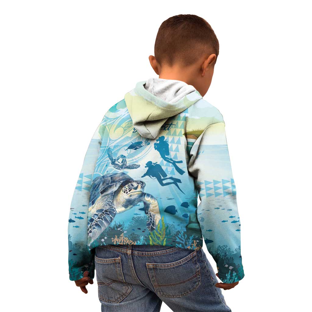 Personalized Snorkeling Hawaii Kid Hoodie Ocean Lover Hawaiian Kakau Honu Turtle LT14 - Polynesian Pride