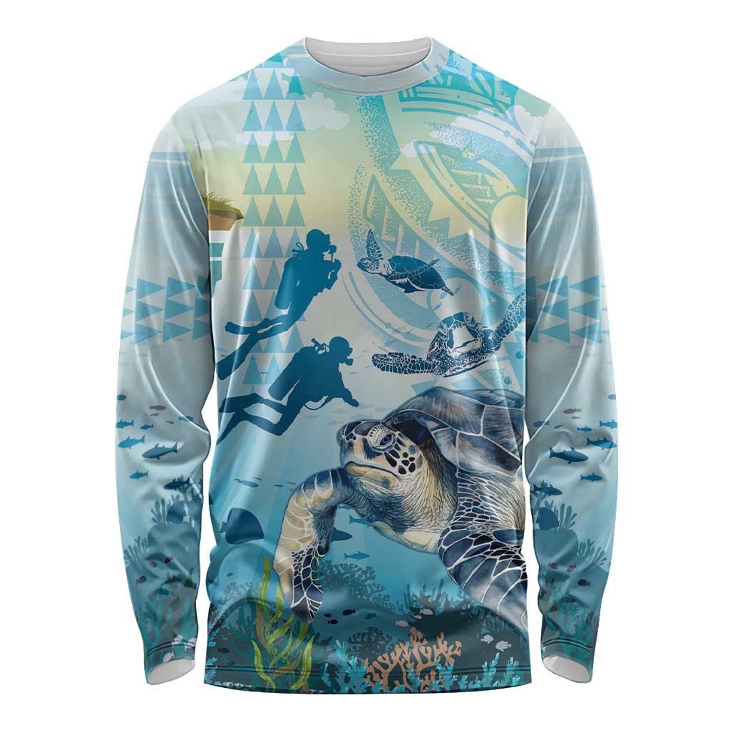 Personalized Snorkeling Hawaii Long Sleeve Shirt Ocean Lover Hawaiian Kakau Honu Turtle