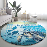 Personalized Snorkeling Hawaii Round Carpet Ocean Lover Hawaiian Kakau Honu Turtle