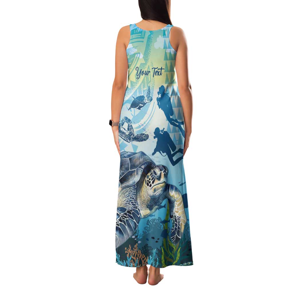 Personalized Snorkeling Hawaii Tank Maxi Dress Ocean Lover Hawaiian Kakau Honu Turtle