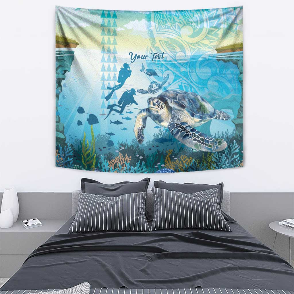 Personalized Snorkeling Hawaii Tapestry Ocean Lover Hawaiian Kakau Honu Turtle