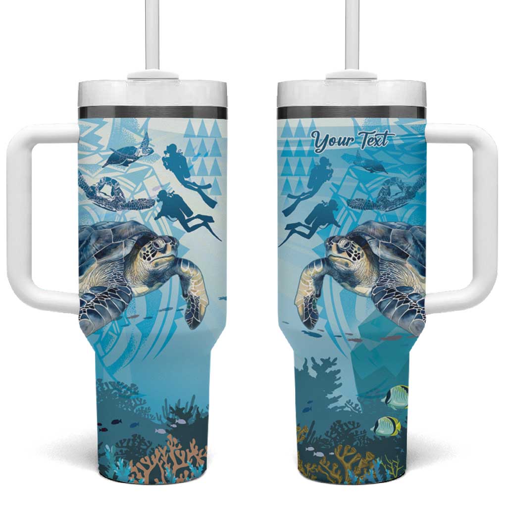 Personalized Snorkeling Hawaii Tumbler With Handle Ocean Lover Hawaiian Kakau Honu Turtle