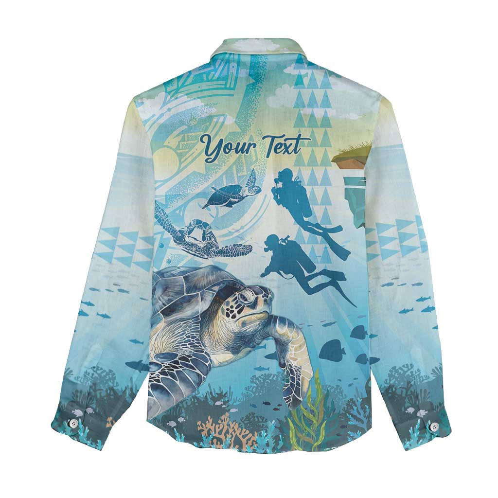 Personalized Snorkeling Hawaii Women Casual Shirt Ocean Lover Hawaiian Kakau Honu Turtle