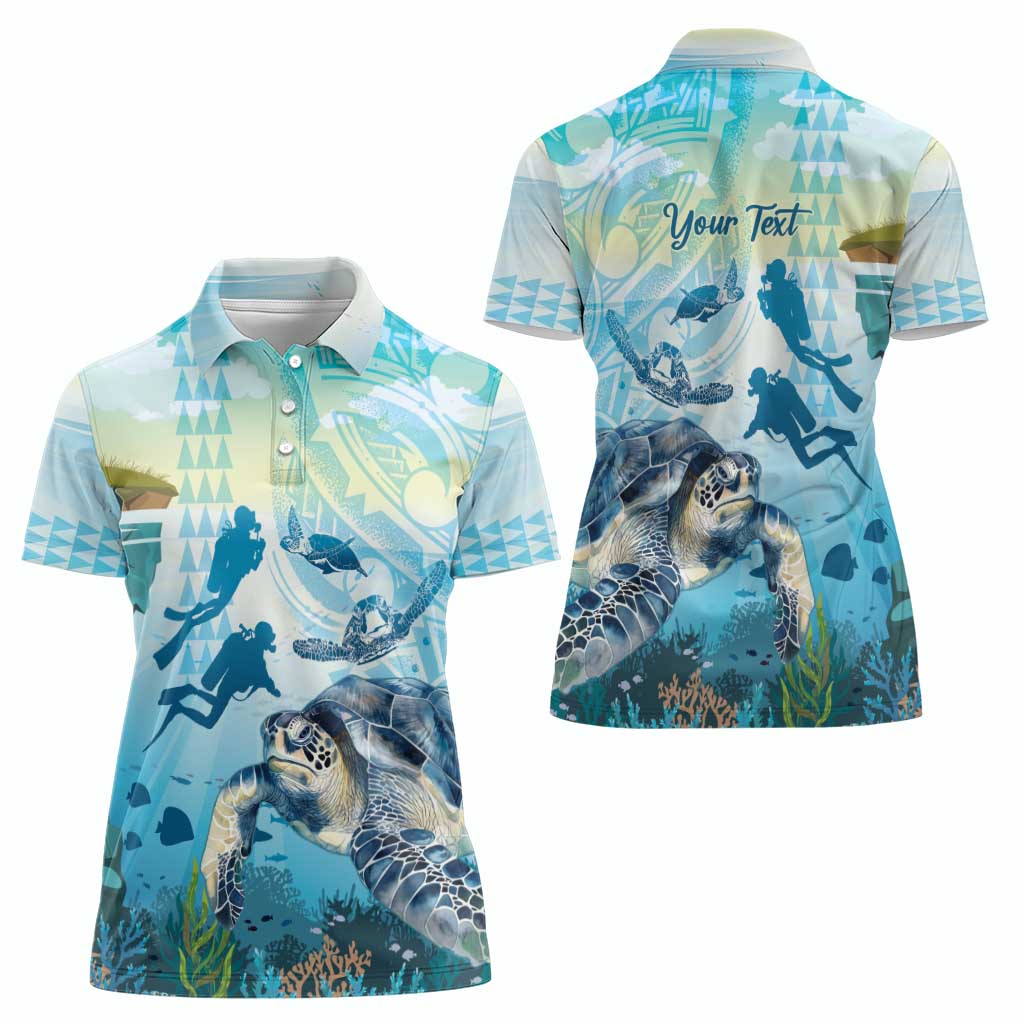 Personalized Snorkeling Hawaii Women Polo Shirt Ocean Lover Hawaiian Kakau Honu Turtle