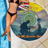 Niue ANZAC Day Beach Blanket We Will Remember Them Camouflage Style