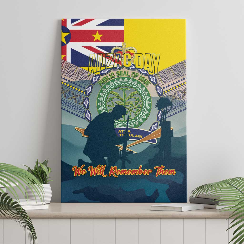 Niue ANZAC Day Canvas Wall Art We Will Remember Them Camouflage Style