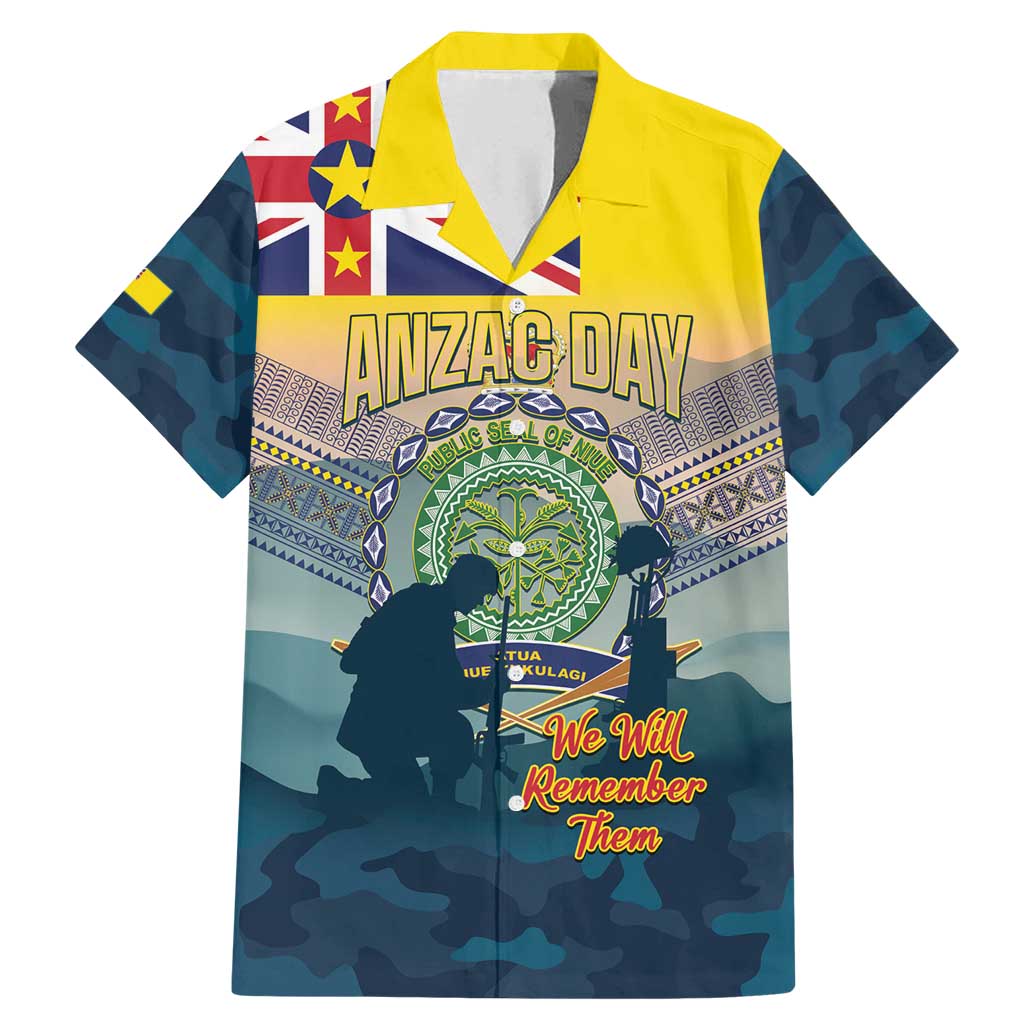 Niue ANZAC Day Family Matching Mermaid Dress and Hawaiian Shirt We Will Remember Them Camouflage Style