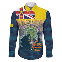 Niue ANZAC Day Family Matching Short Sleeve Bodycon Dress and Hawaiian Shirt We Will Remember Them Camouflage Style