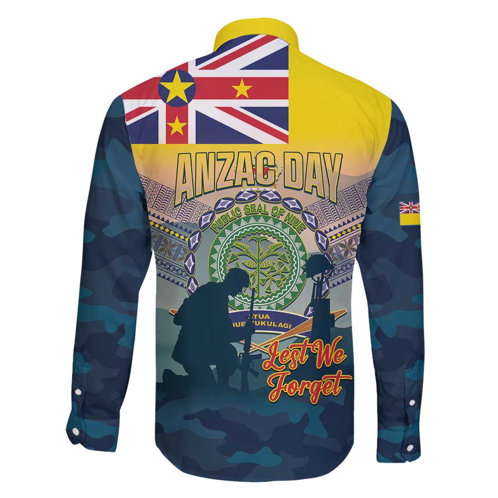 Niue ANZAC Day Family Matching Tank Maxi Dress and Hawaiian Shirt We Will Remember Them Camouflage Style