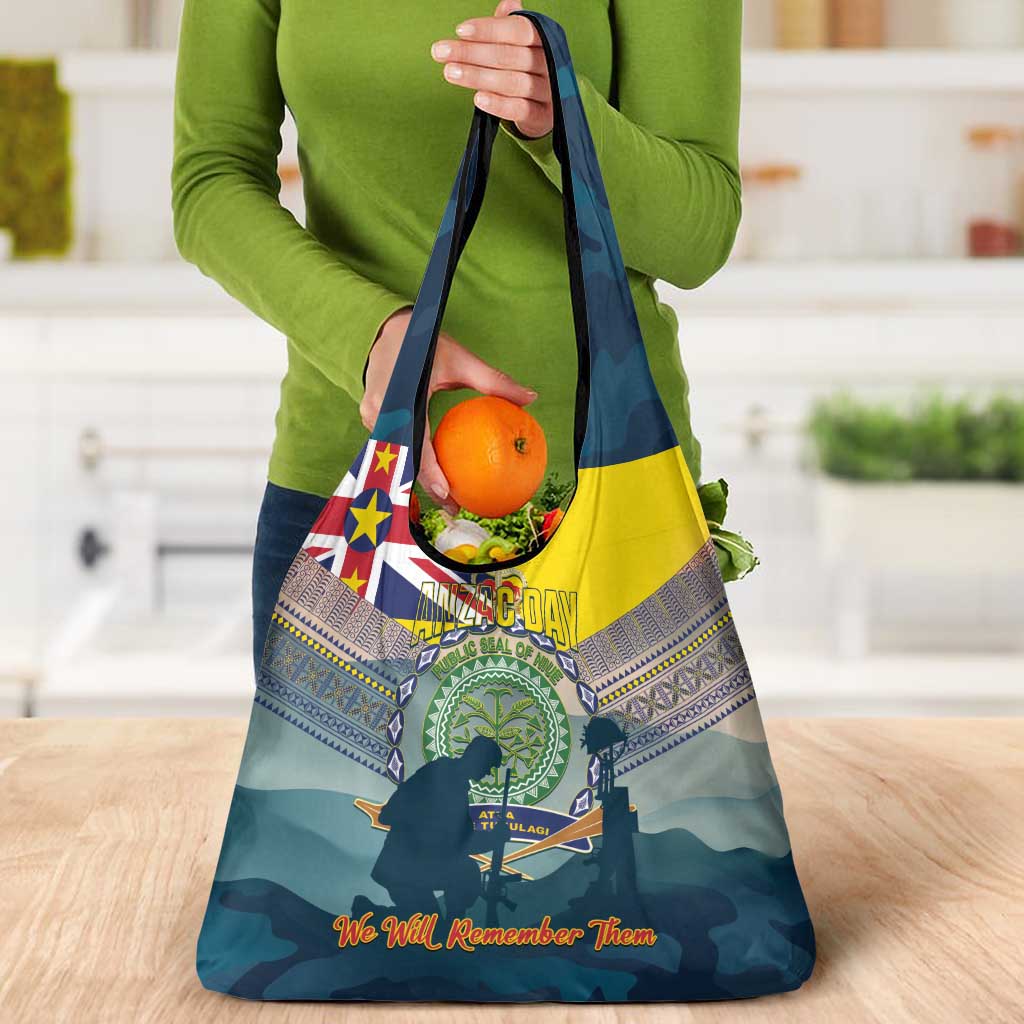 Niue ANZAC Day Grocery Bag We Will Remember Them Camouflage Style LT14 - Polynesian Pride