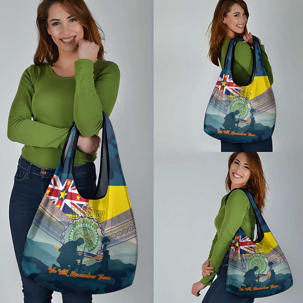 Niue ANZAC Day Grocery Bag We Will Remember Them Camouflage Style LT14 - Polynesian Pride
