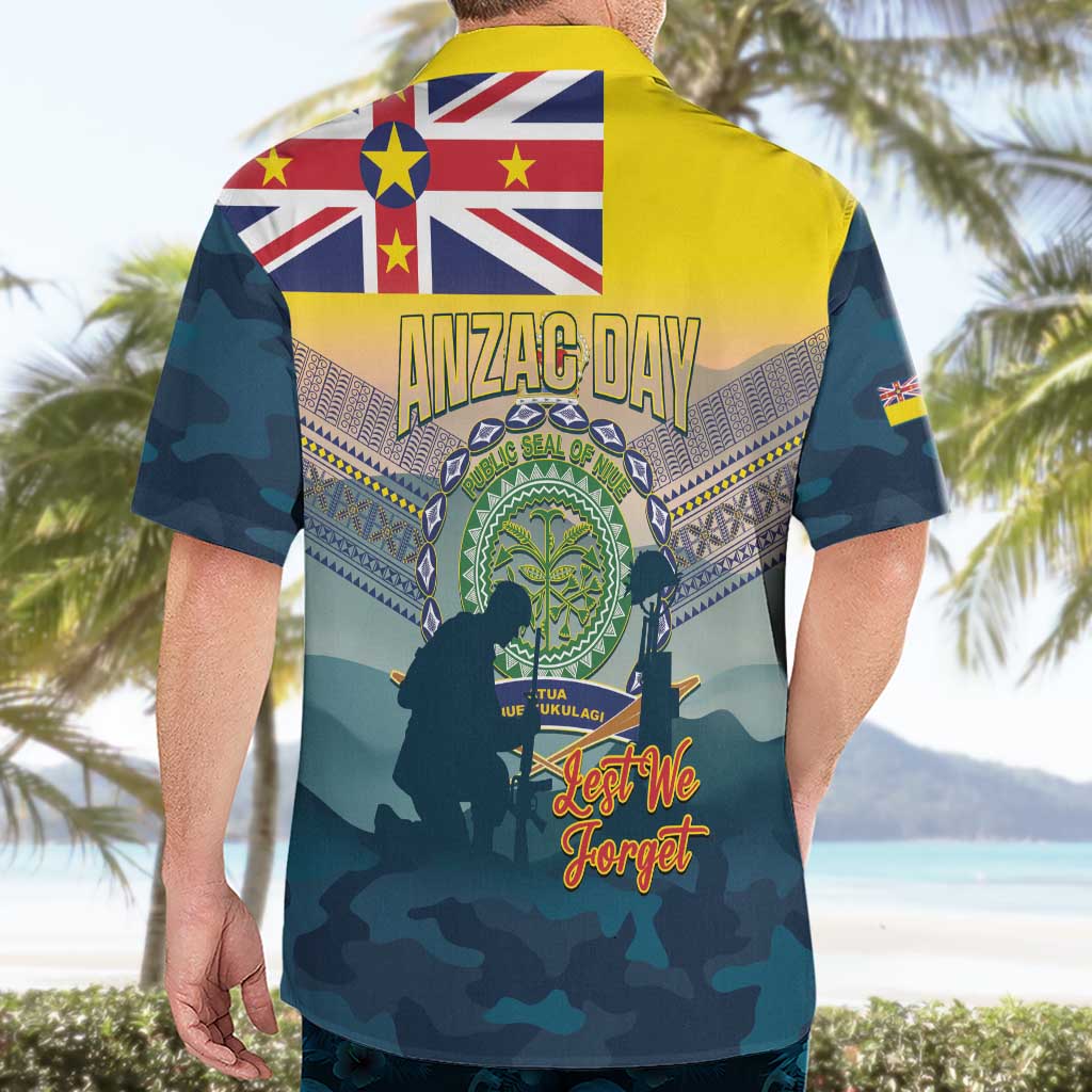 Niue ANZAC Day Hawaiian Shirt We Will Remember Them Camouflage Style
