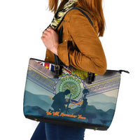 Niue ANZAC Day Leather Tote Bag We Will Remember Them Camouflage Style