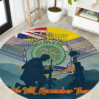 Niue ANZAC Day Round Carpet We Will Remember Them Camouflage Style