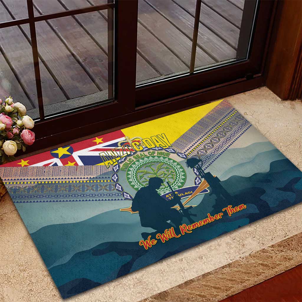 Niue ANZAC Day Rubber Doormat We Will Remember Them Camouflage Style