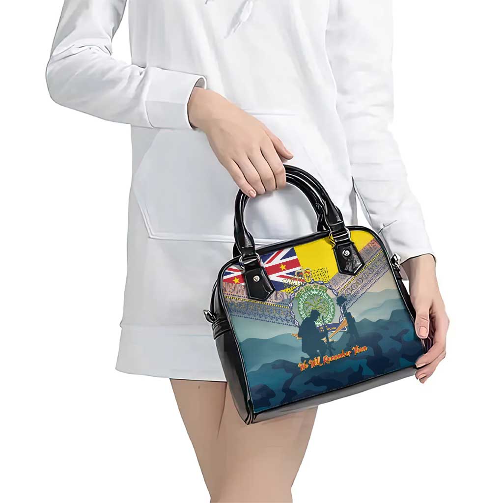 Niue ANZAC Day Shoulder Handbag We Will Remember Them Camouflage Style LT14 - Polynesian Pride