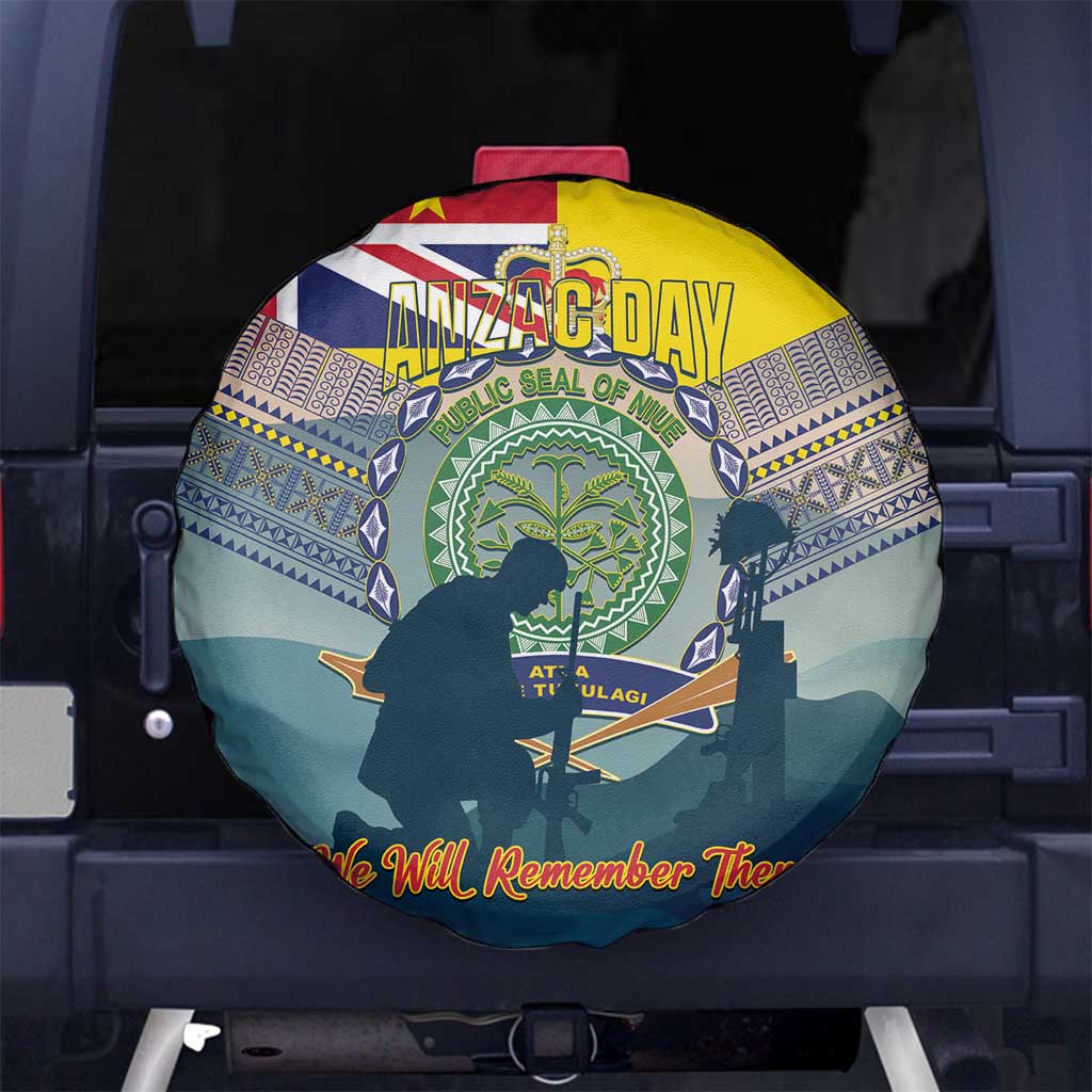 Niue ANZAC Day Spare Tire Cover We Will Remember Them Camouflage Style