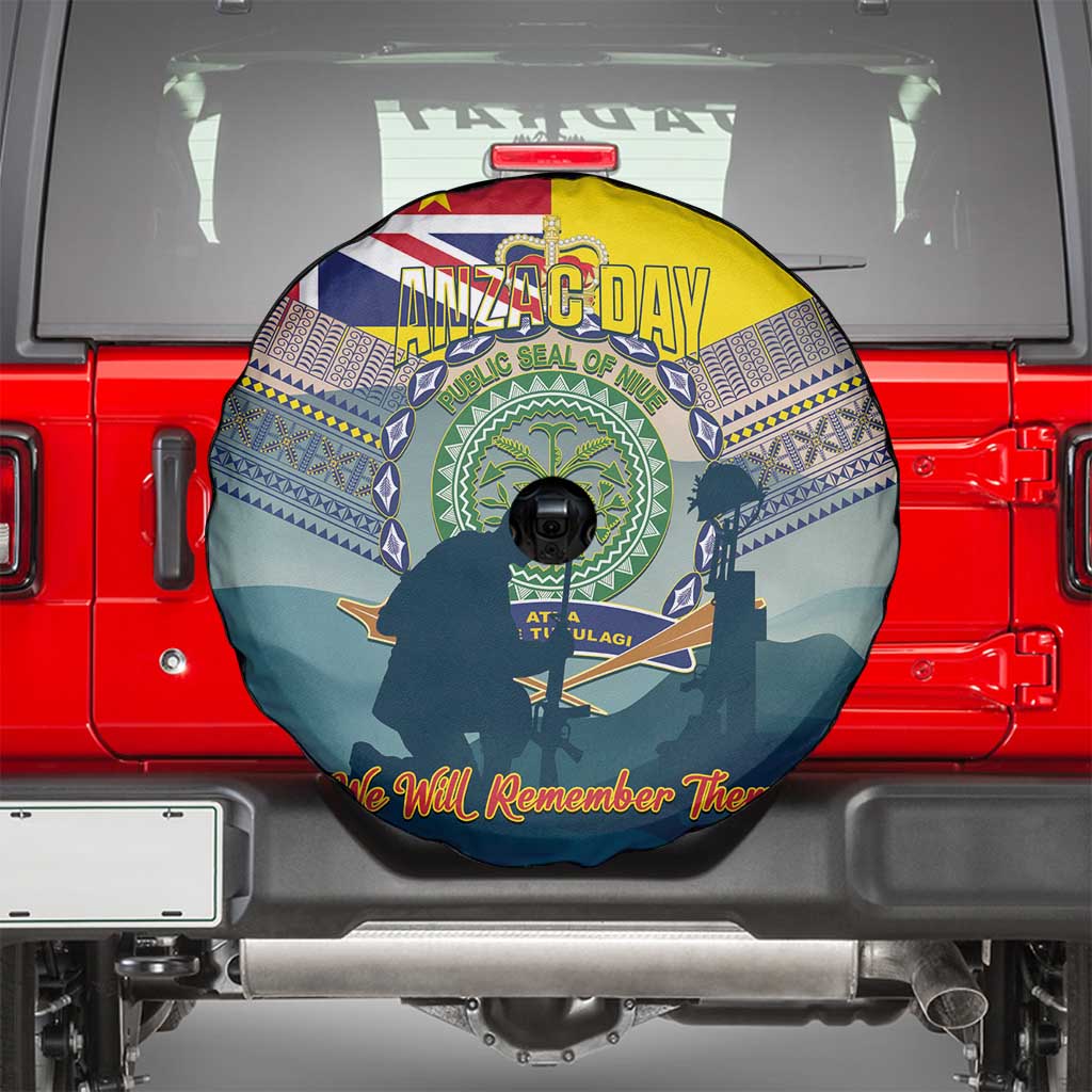 Niue ANZAC Day Spare Tire Cover We Will Remember Them Camouflage Style