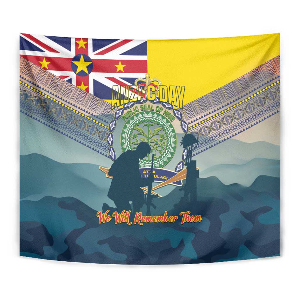 Niue ANZAC Day Tapestry We Will Remember Them Camouflage Style
