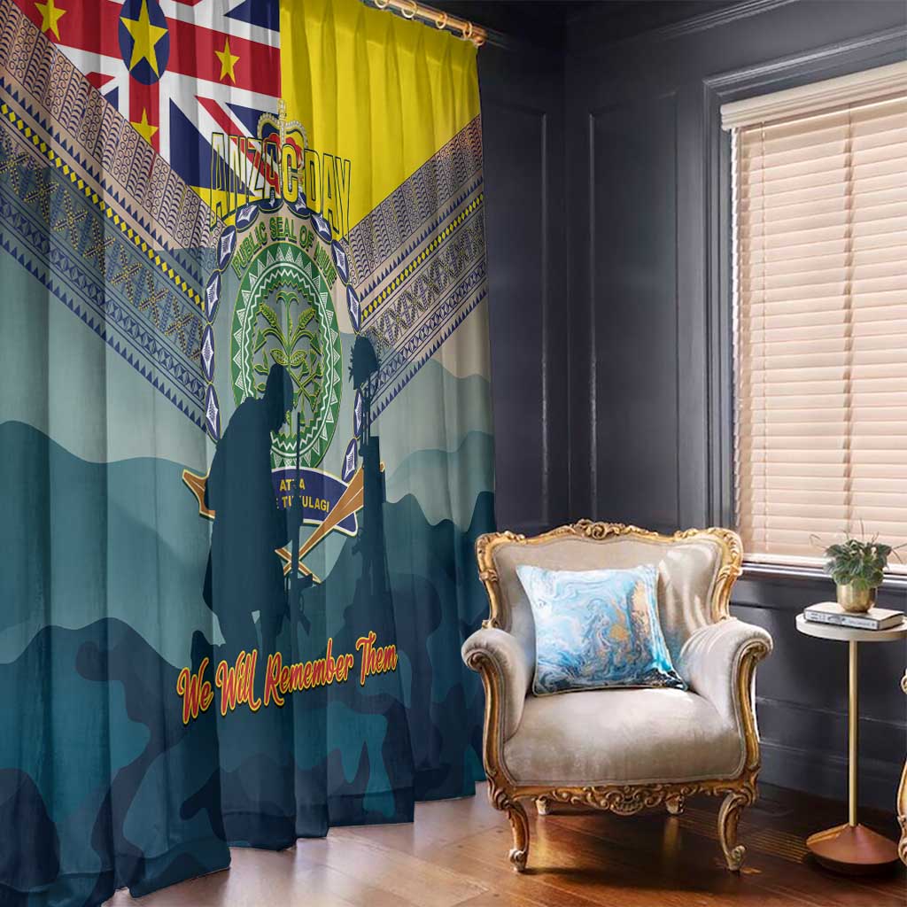 Niue ANZAC Day Window Curtain We Will Remember Them Camouflage Style