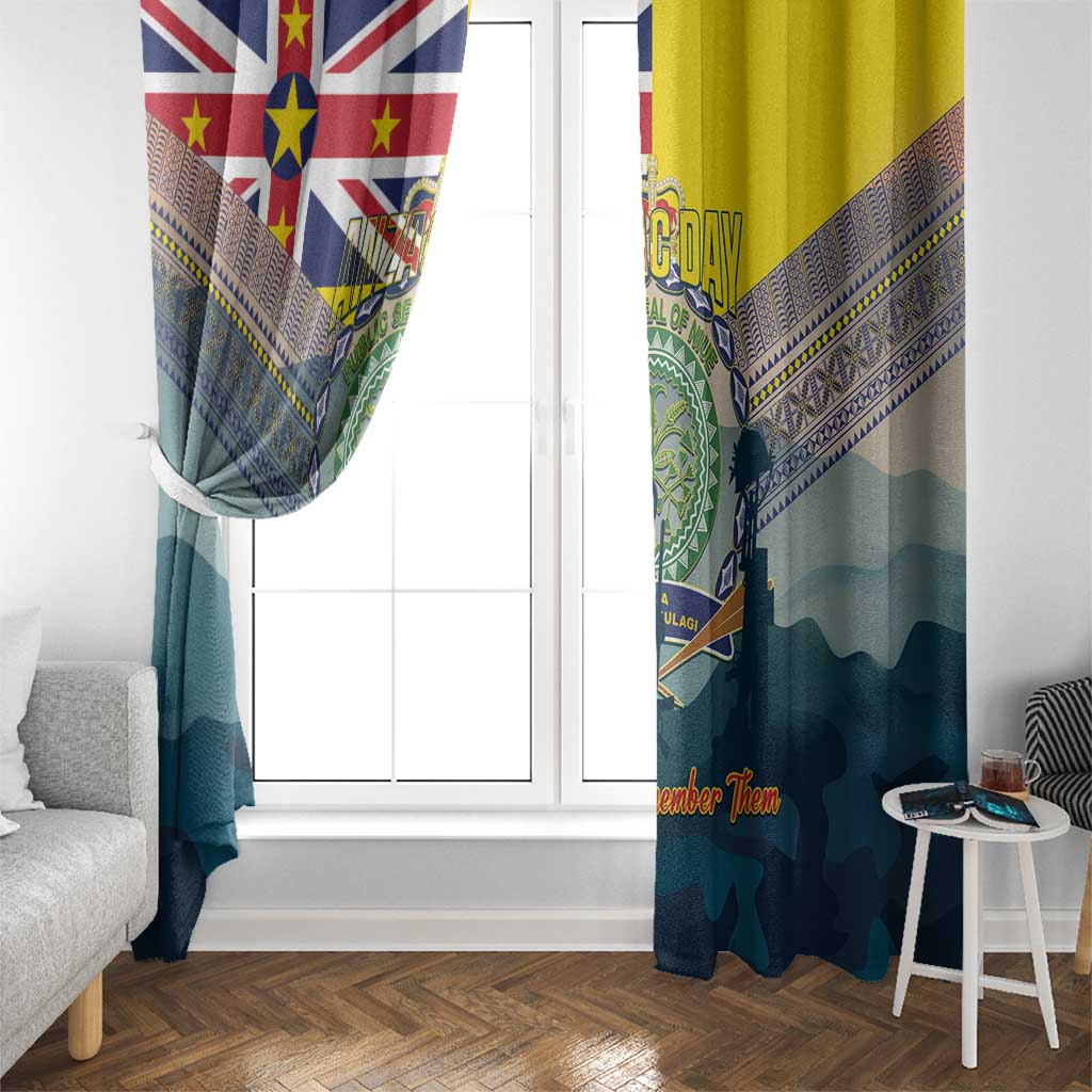 Niue ANZAC Day Window Curtain We Will Remember Them Camouflage Style