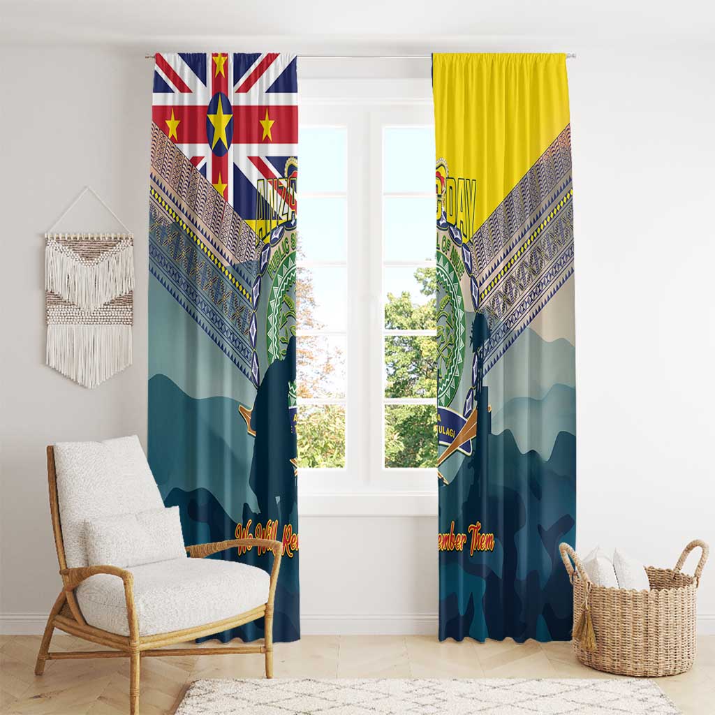Niue ANZAC Day Window Curtain We Will Remember Them Camouflage Style