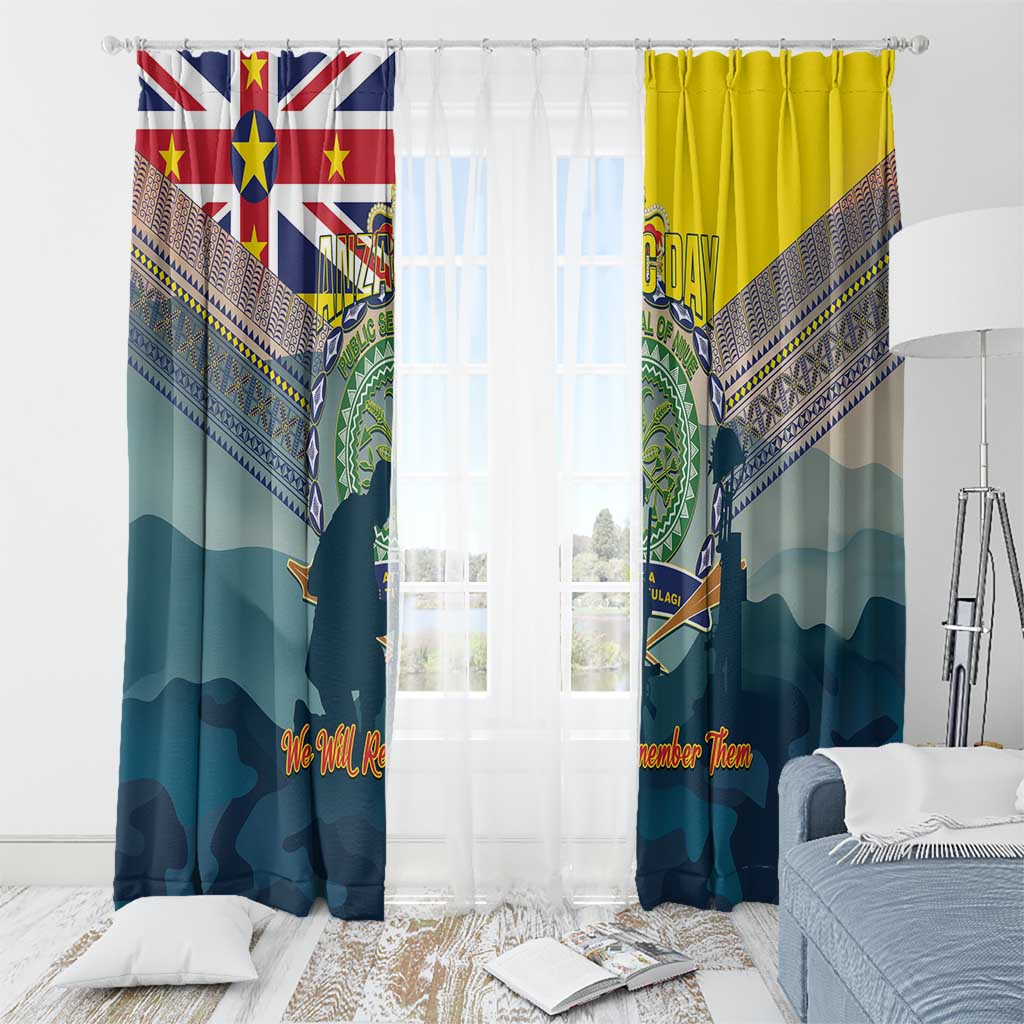 Niue ANZAC Day Window Curtain We Will Remember Them Camouflage Style