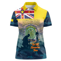 Niue ANZAC Day Women Polo Shirt We Will Remember Them Camouflage Style