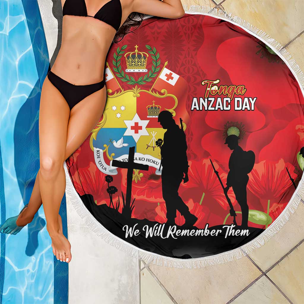 Tonga ANZAC Day Beach Blanket Ngatu Pattern We Will Remember Them
