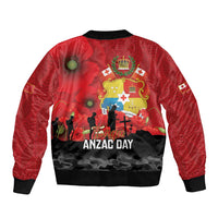 Tonga ANZAC Day Bomber Jacket Ngatu Pattern We Will Remember Them LT14 - Polynesian Pride