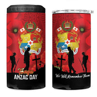Tonga ANZAC Day 4 in 1 Can Cooler Tumbler Ngatu Pattern We Will Remember Them