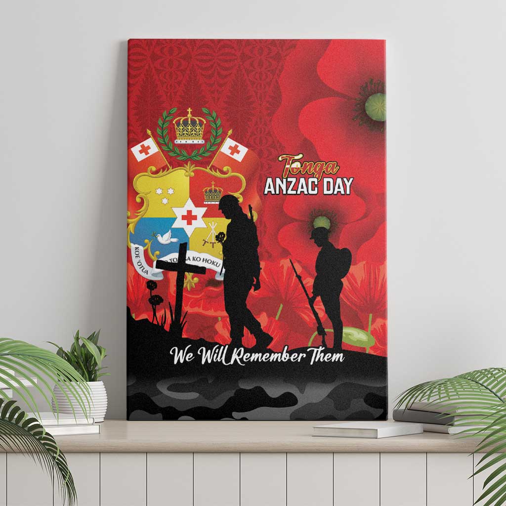 Tonga ANZAC Day Canvas Wall Art Ngatu Pattern We Will Remember Them