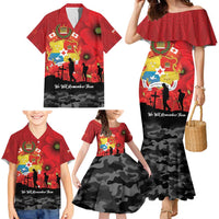Tonga ANZAC Day Family Matching Mermaid Dress and Hawaiian Shirt Ngatu Pattern We Will Remember Them LT14 - Polynesian Pride