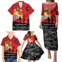 Tonga ANZAC Day Family Matching Puletasi and Hawaiian Shirt Ngatu Pattern We Will Remember Them LT14 - Polynesian Pride